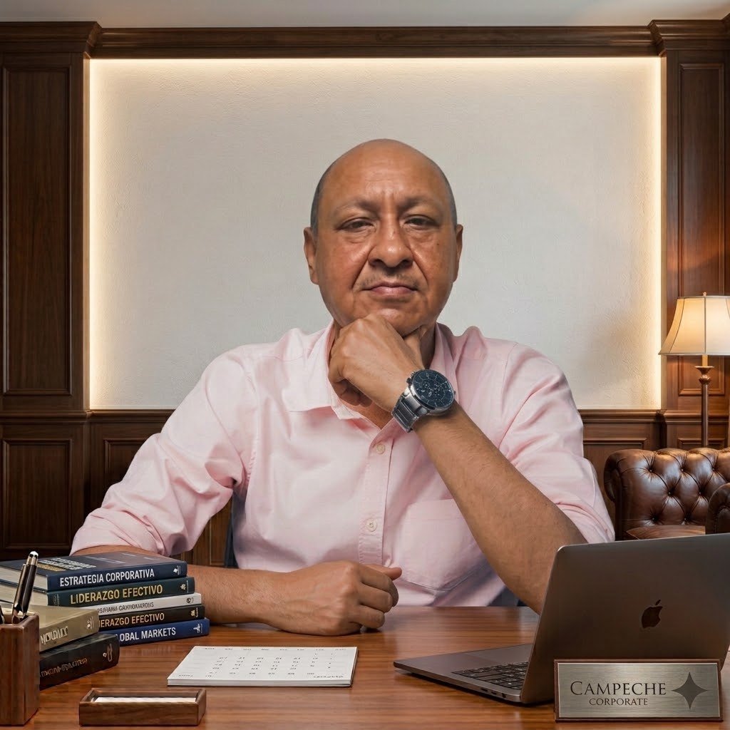 Juan Carlos Cárdenas, fundador de Imperio Digital MX, en su escritorio