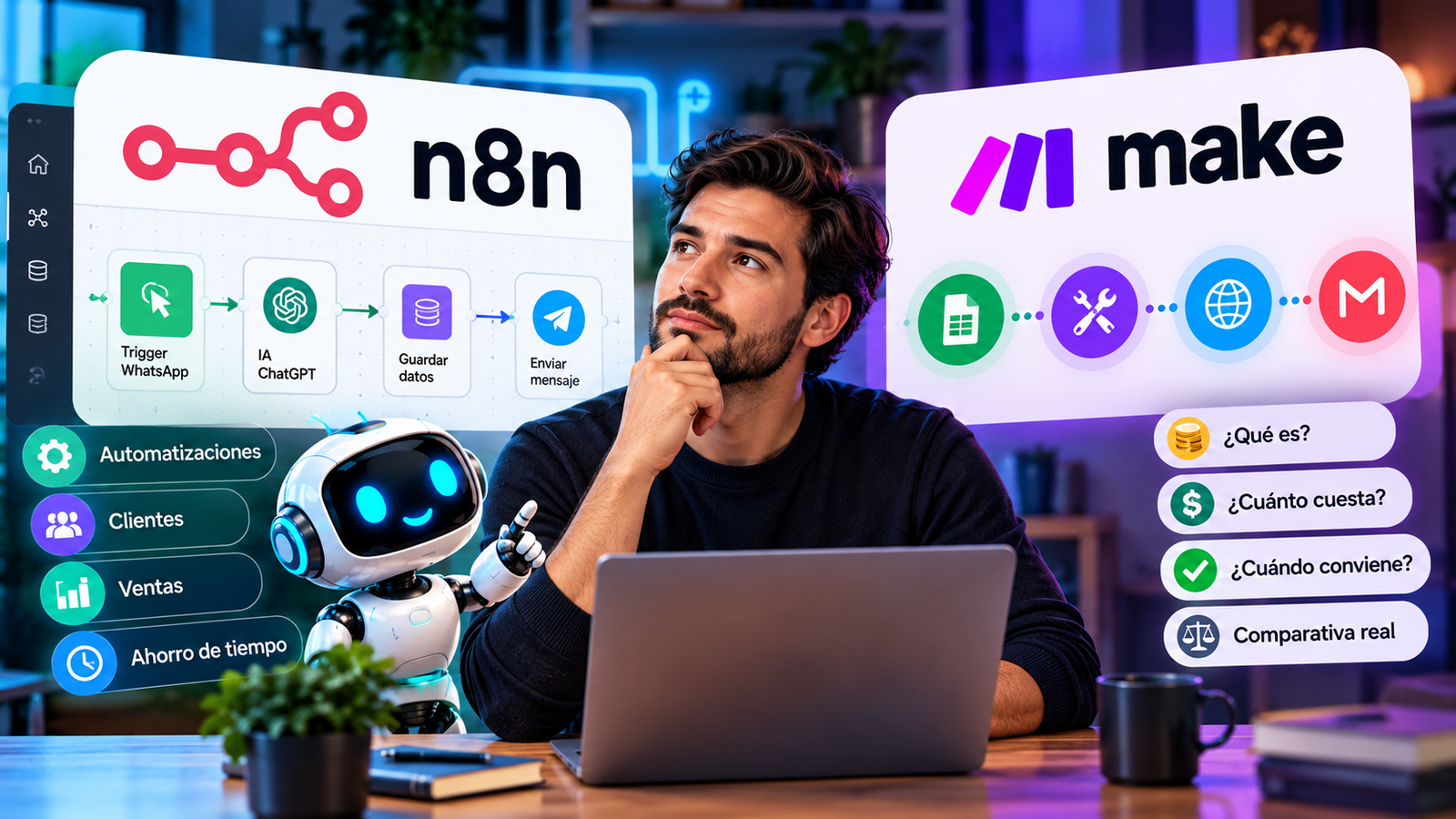 n8n frente a Make para automatizar un negocio